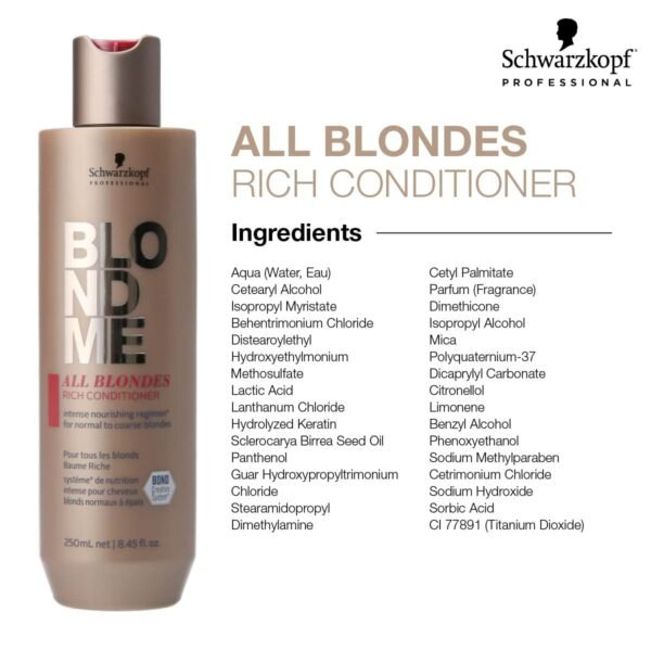 Schwarzkopf BLONDME All Blondes Rich Conditioner – 250 mL - Image 2